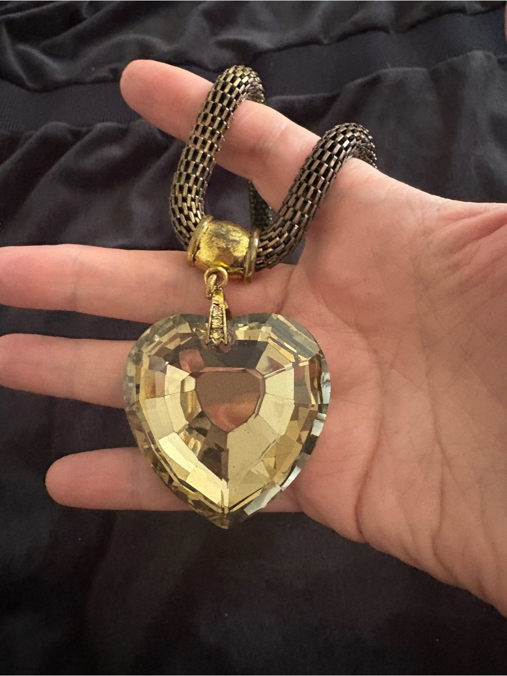 Gold Heart Crystal Pendant Necklace - Women's Jewelry